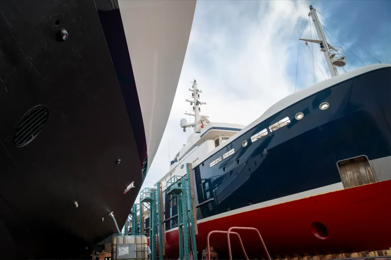 two luxury yachts